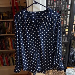 J crew Navy Polka Dot Blouse